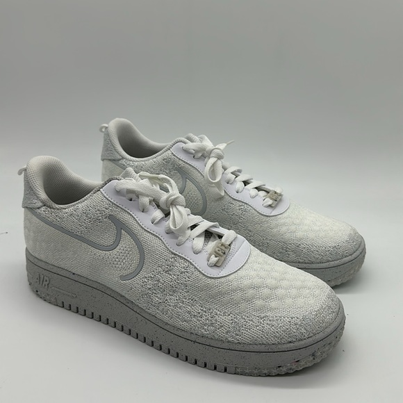 Used Men’s Nike AiF 1 Crater Flyknit NN White-Summit White DM0590-100 No Box - Picture 2 of 6